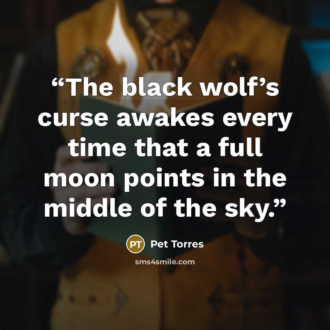 “The black wolf’s curse awakes every time that a full moon points in the middle of the sky.” quote by Pet Torres