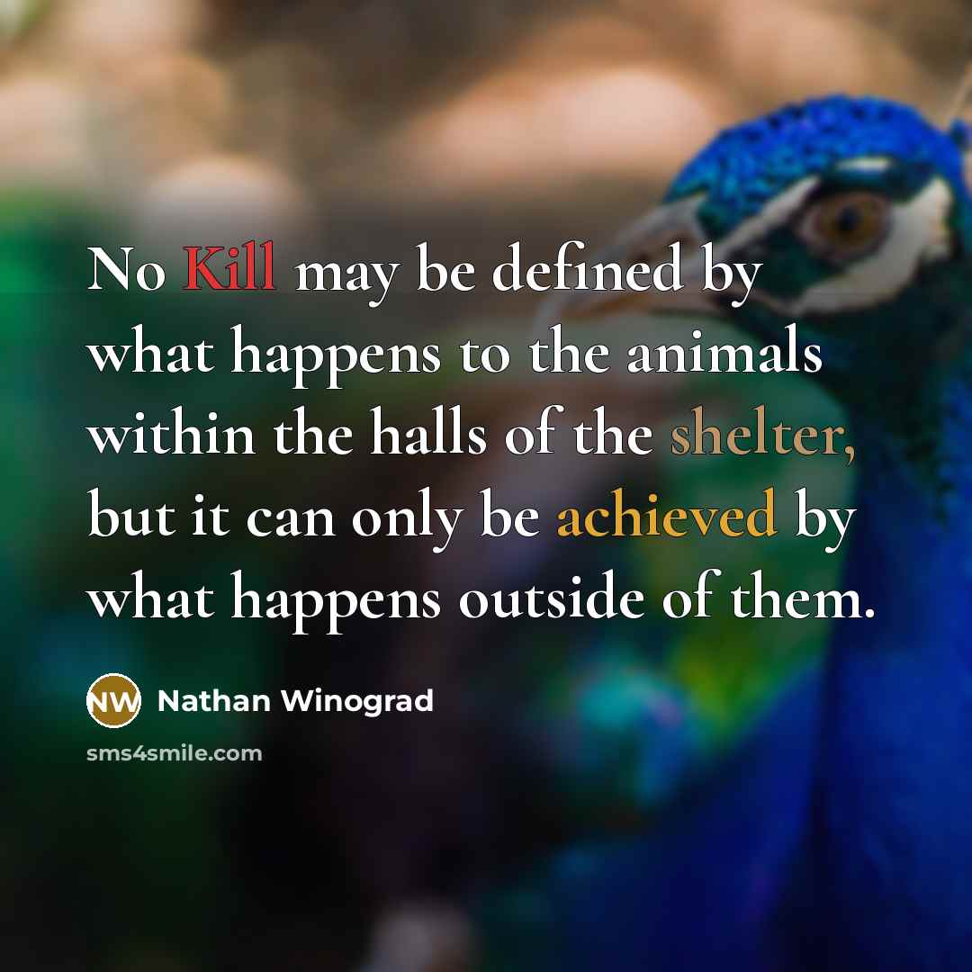 “No Kill may be defined by what happens to the animals within the halls of the shelter, but it can only be achieved by what happens outside of them.” quote by Nathan Winograd