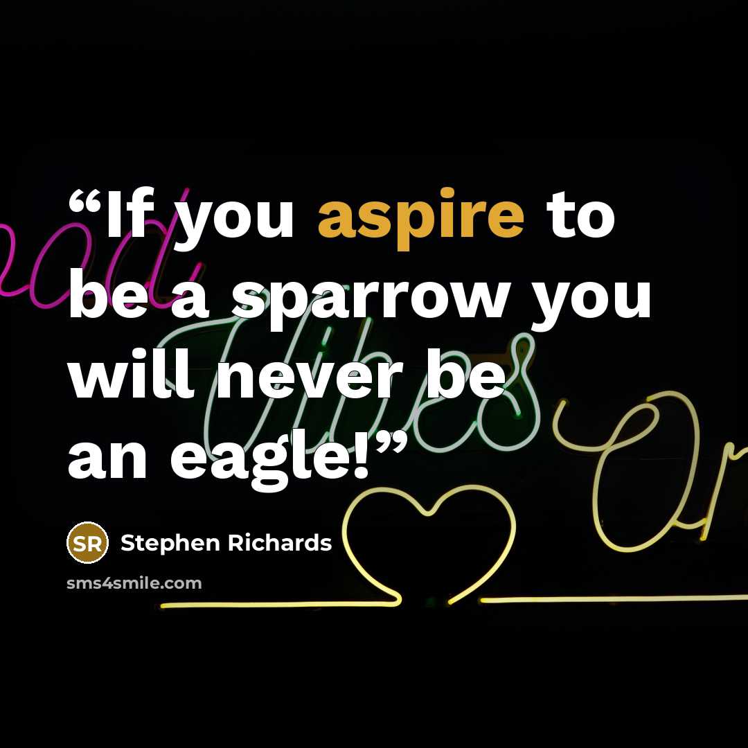 “If you aspire to be a sparrow you will never be an eagle!” quote by Stephen Richards