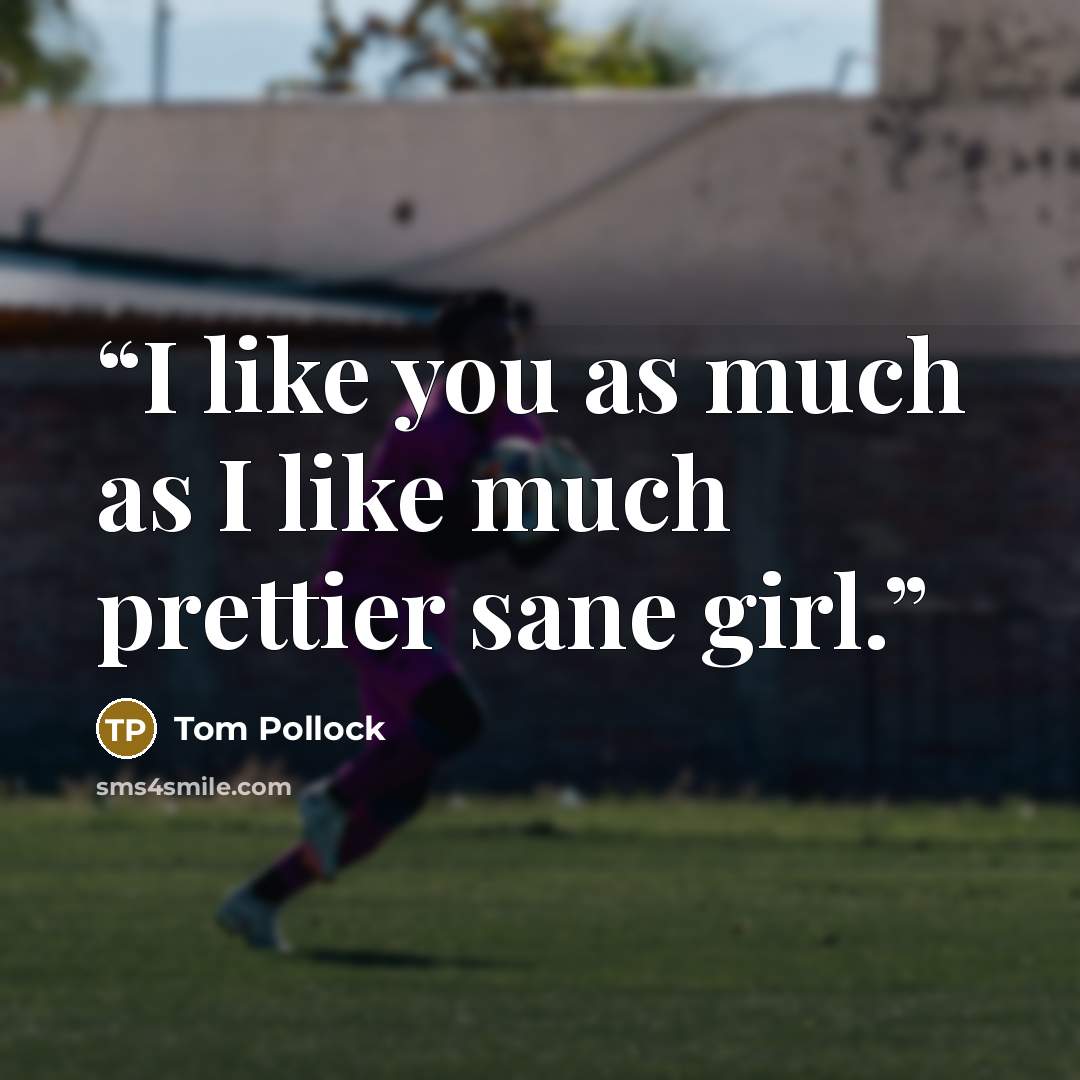 “I like you as much as I like much prettier sane girl.” quote by Tom Pollock