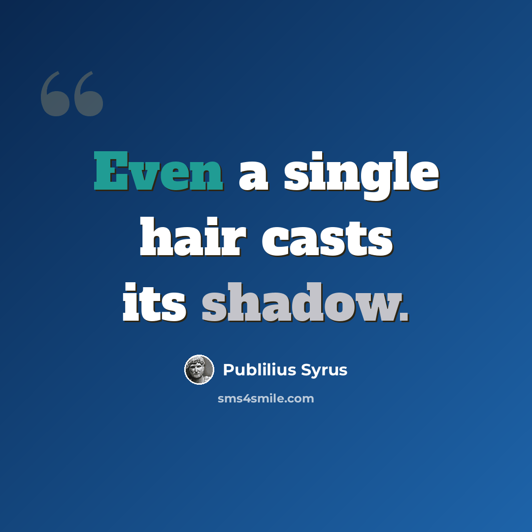 “Even a single hair casts its shadow.” quote by Publilius Syrus