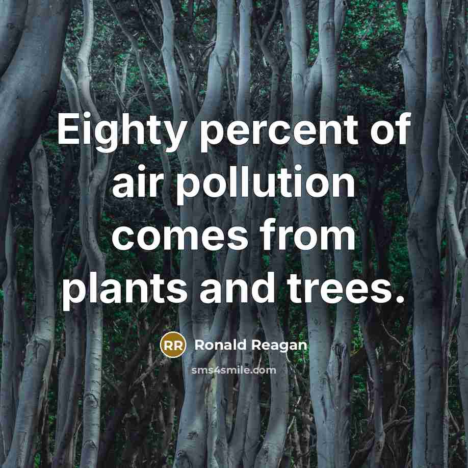 “Eighty percent of air pollution comes from plants and trees.” quote by Ronald Reagan