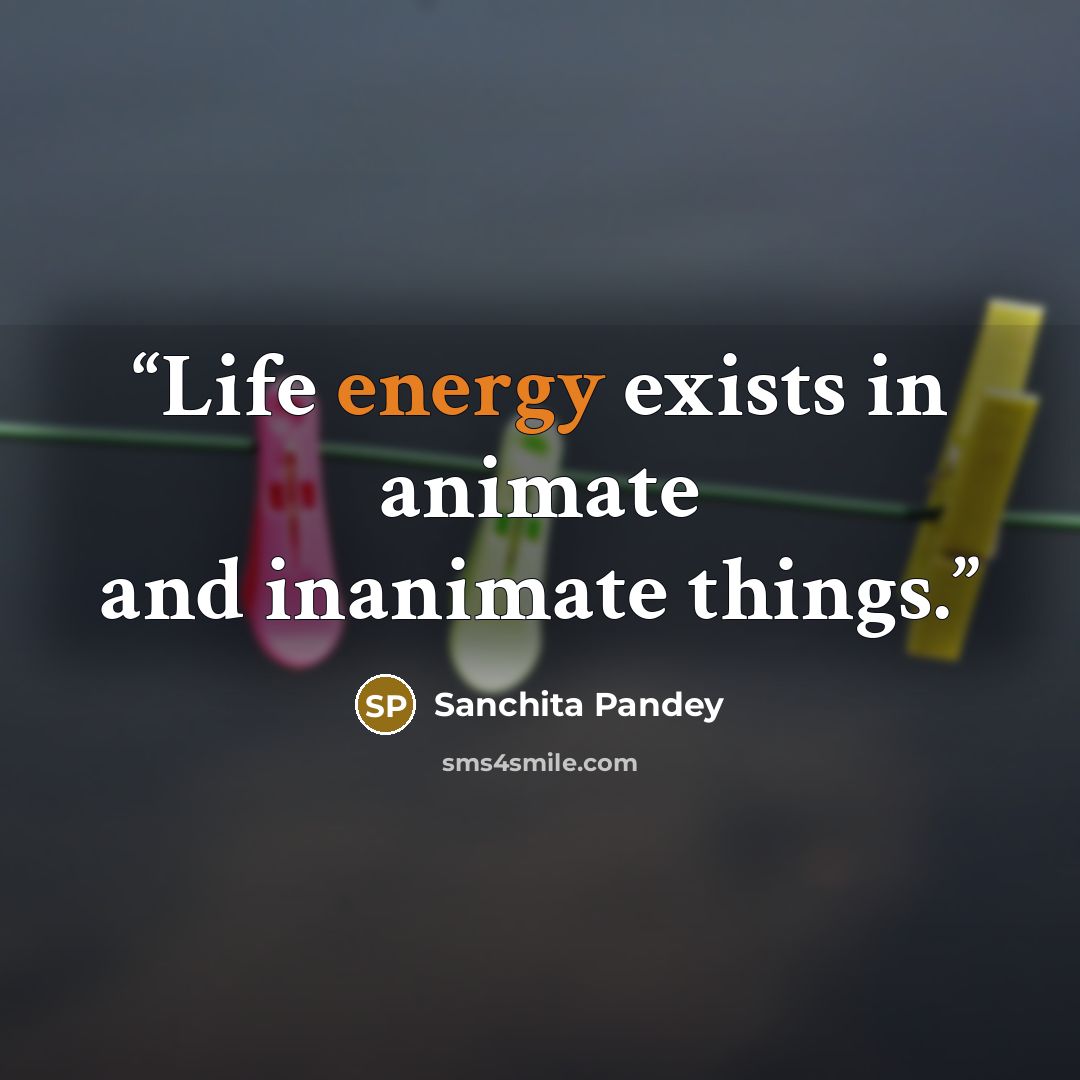 “Life energy exists in animate and inanimate things.” quote by Sanchita Pandey