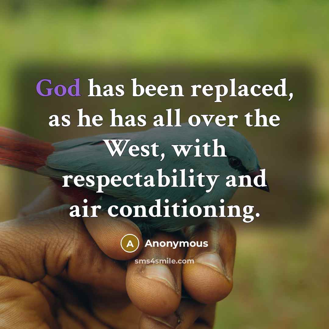 “God has been replaced, as he has all over the West, with respectability and air conditioning.” quote by Anonymous