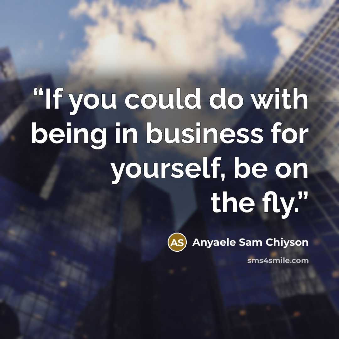 “If you could do with being in business for yourself, be on the fly.” quote by Anyaele Sam Chiyson