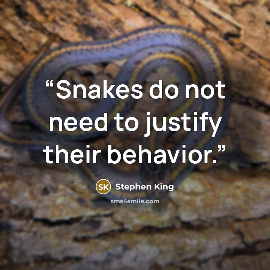 “Snakes do not need to justify their behavior.” quote by Stephen King
