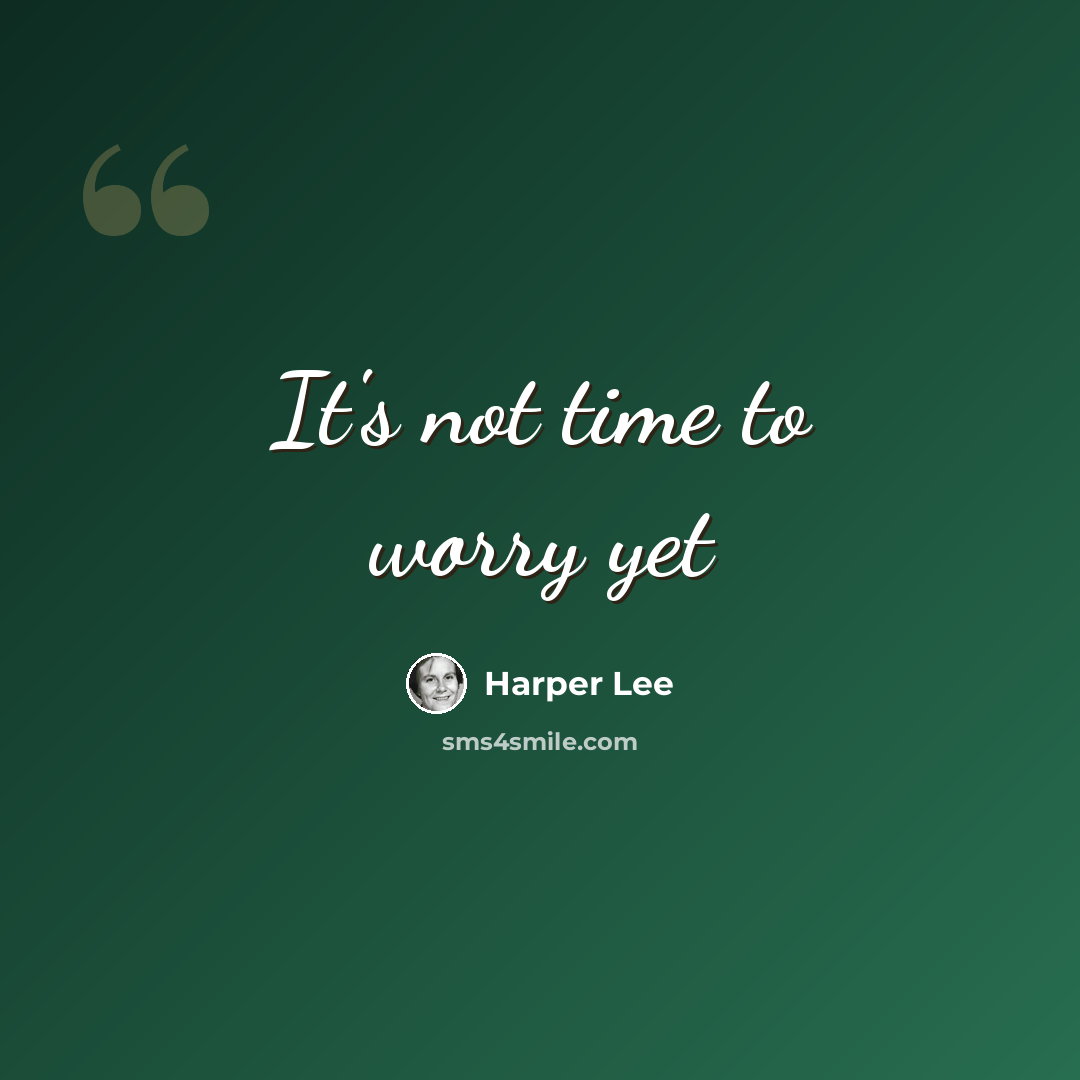 “It's not time to worry yet” quote by Harper Lee