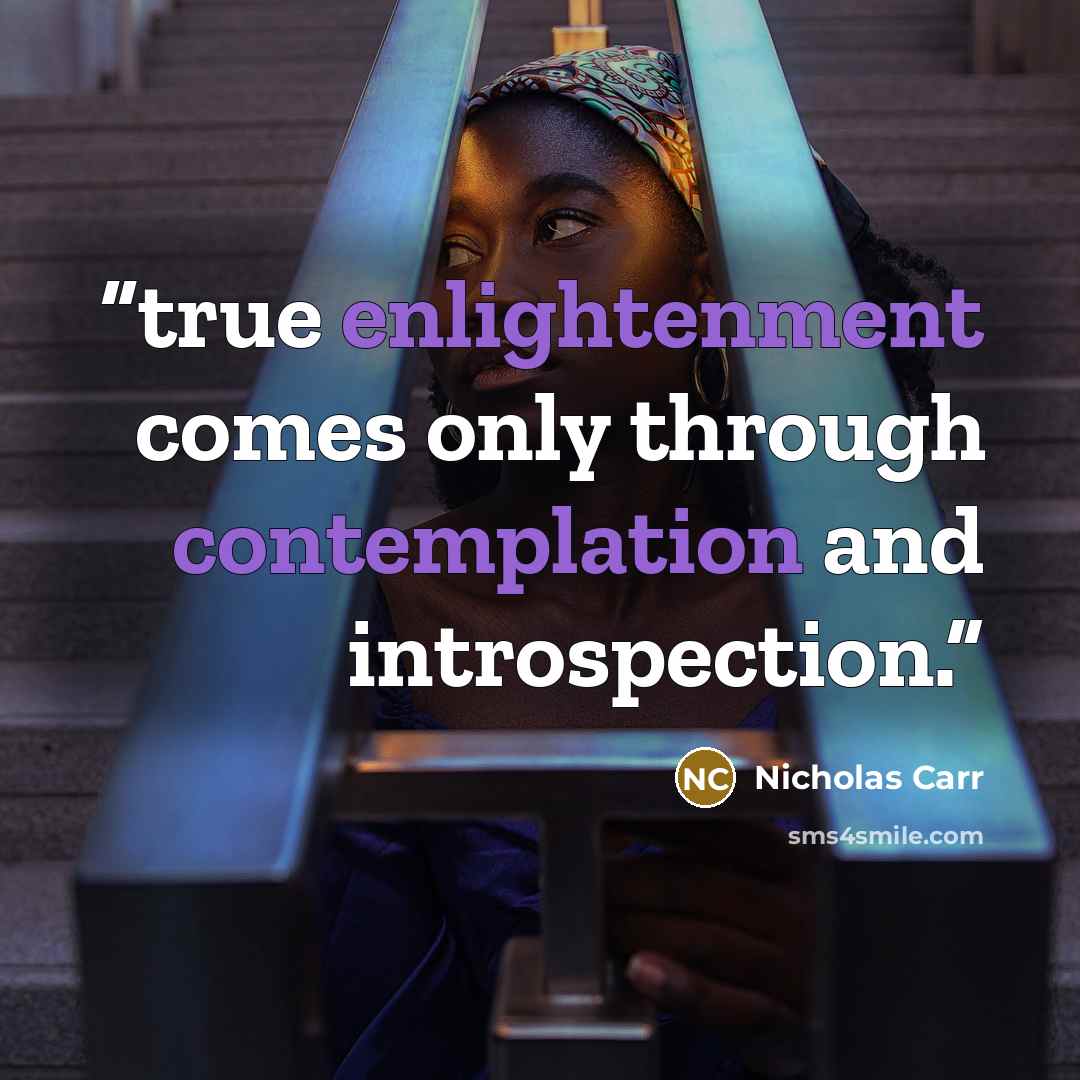 “true enlightenment comes only through contemplation and introspection.” quote by Nicholas Carr