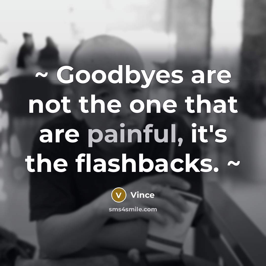 “~ Goodbyes are not the one that are painful, it's the flashbacks. ~” quote by Vince