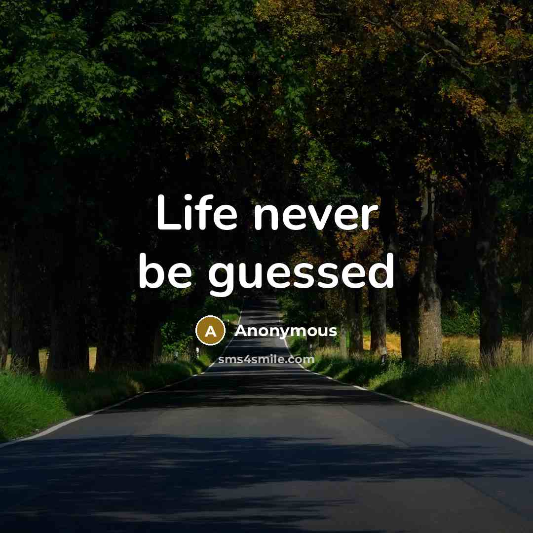 “Life never be guessed” quote by Anonymous