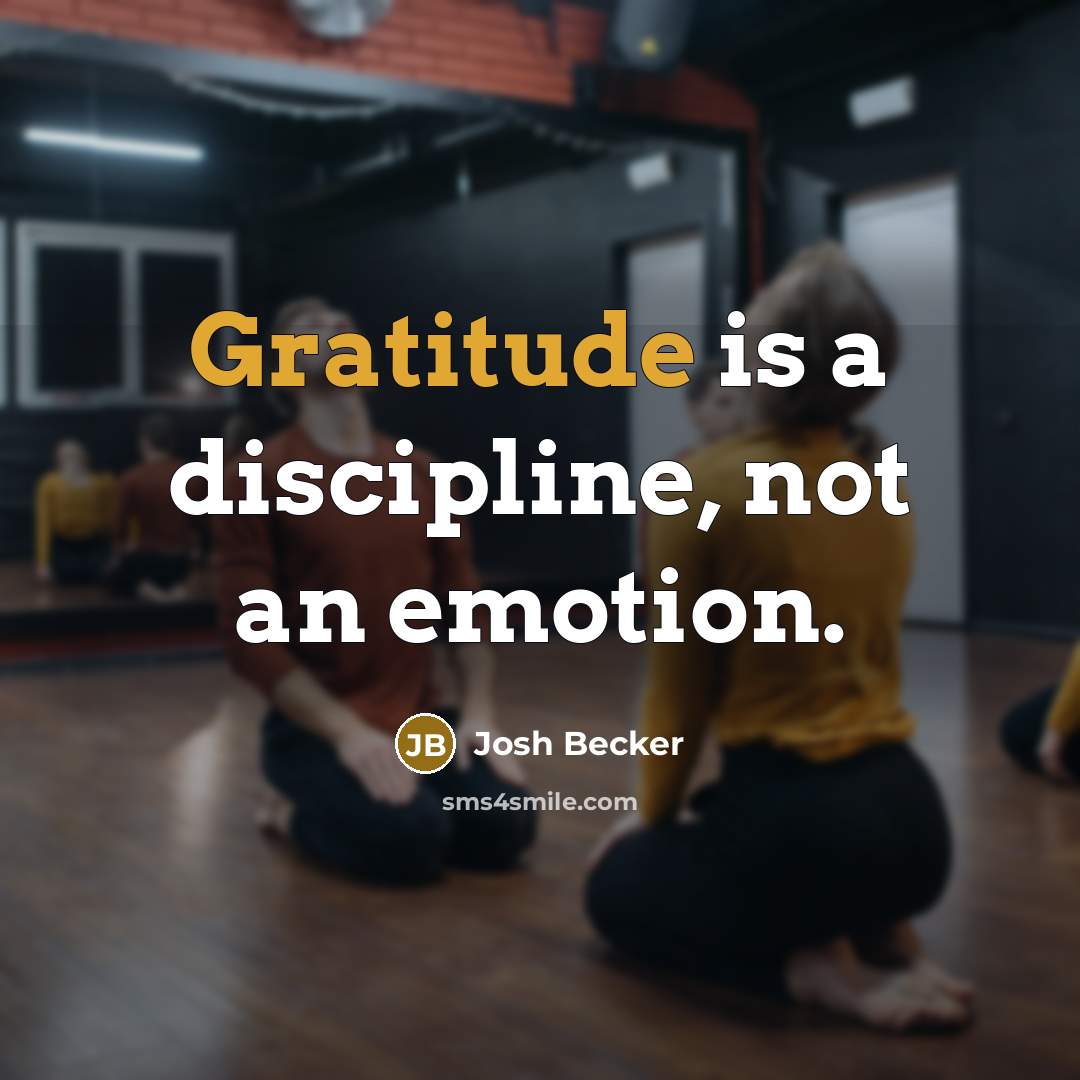 “Gratitude is a discipline, not an emotion.” quote by Josh Becker