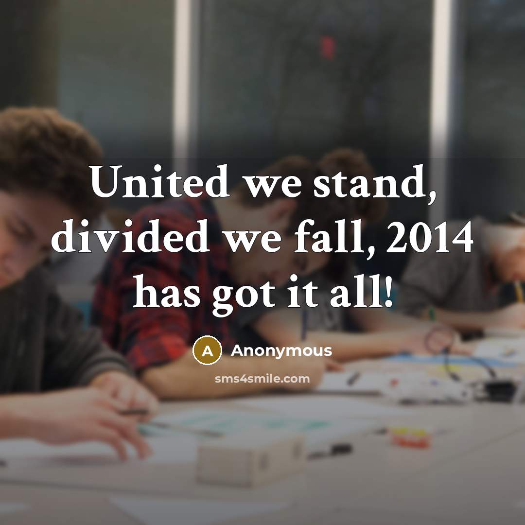 “United we stand, divided we fall, 2014 has got it all!” quote by Anonymous