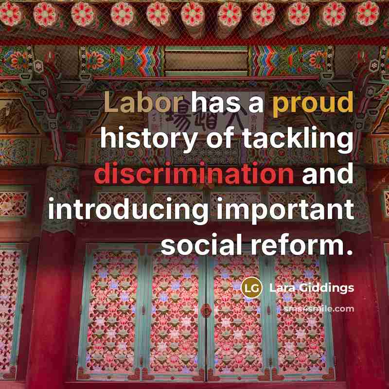 “Labor has a proud history of tackling discrimination and introducing important social reform.” quote by Lara Giddings