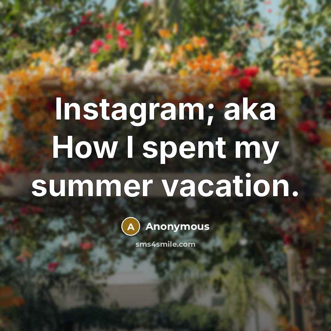 “Instagram; aka How I spent my summer vacation.” quote by Anonymous