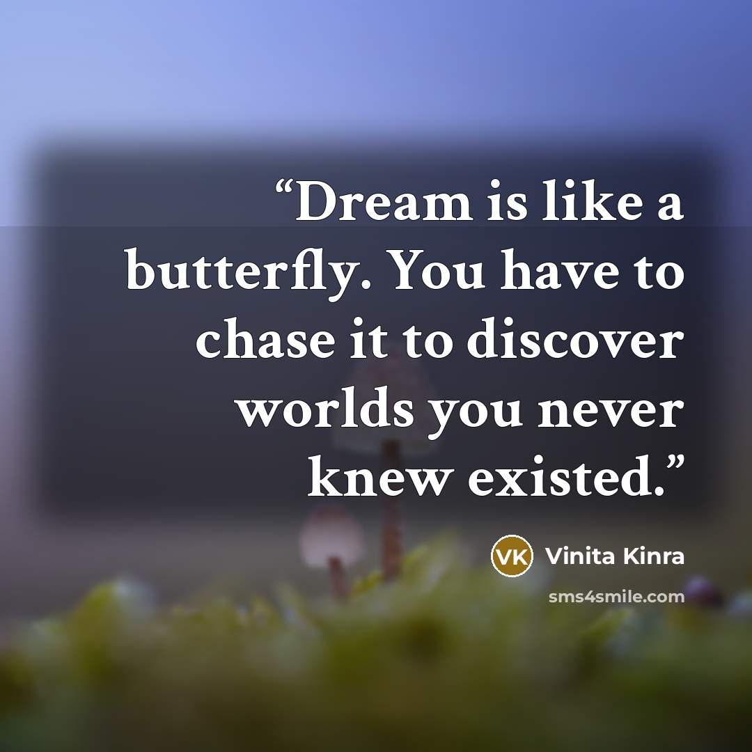 “Dream is like a butterfly. You have to chase it to discover worlds you never knew existed.” quote by Vinita Kinra