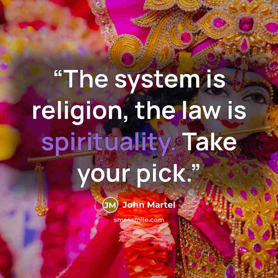 “The system is religion, the law is spirituality. Take your pick.” quote by John Martel