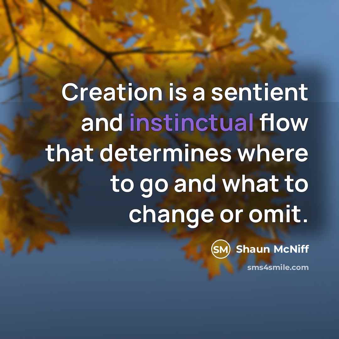 “Creation is a sentient and instinctual flow that determines where to go and what to change or omit.” quote by Shaun McNiff