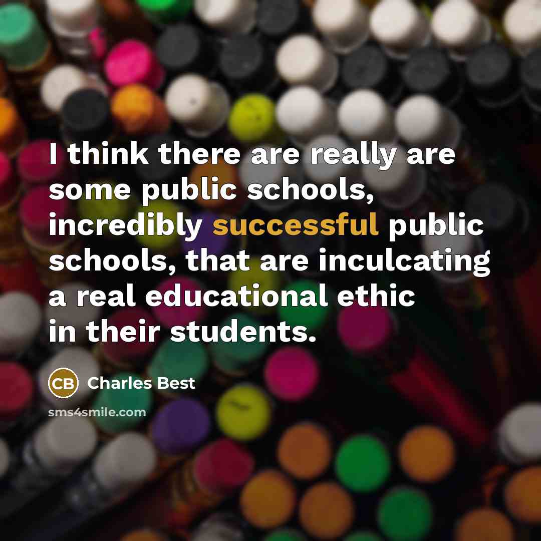 “I think there are really are some public schools, incredibly successful public schools, that are inculcating a real educational ethic in their students.” quote by Charles Best