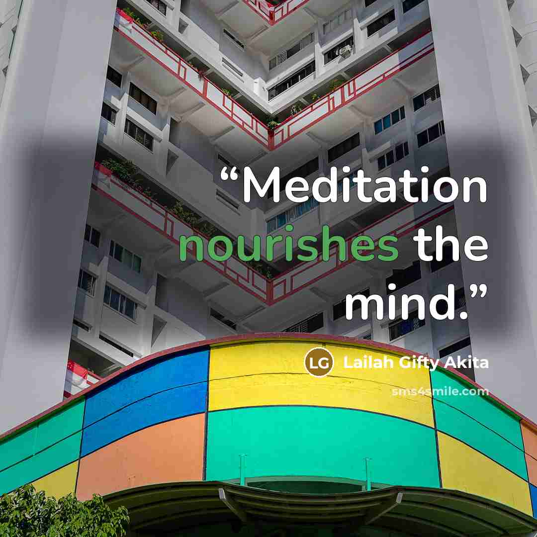 “Meditation nourishes the mind.” quote by Lailah Gifty Akita