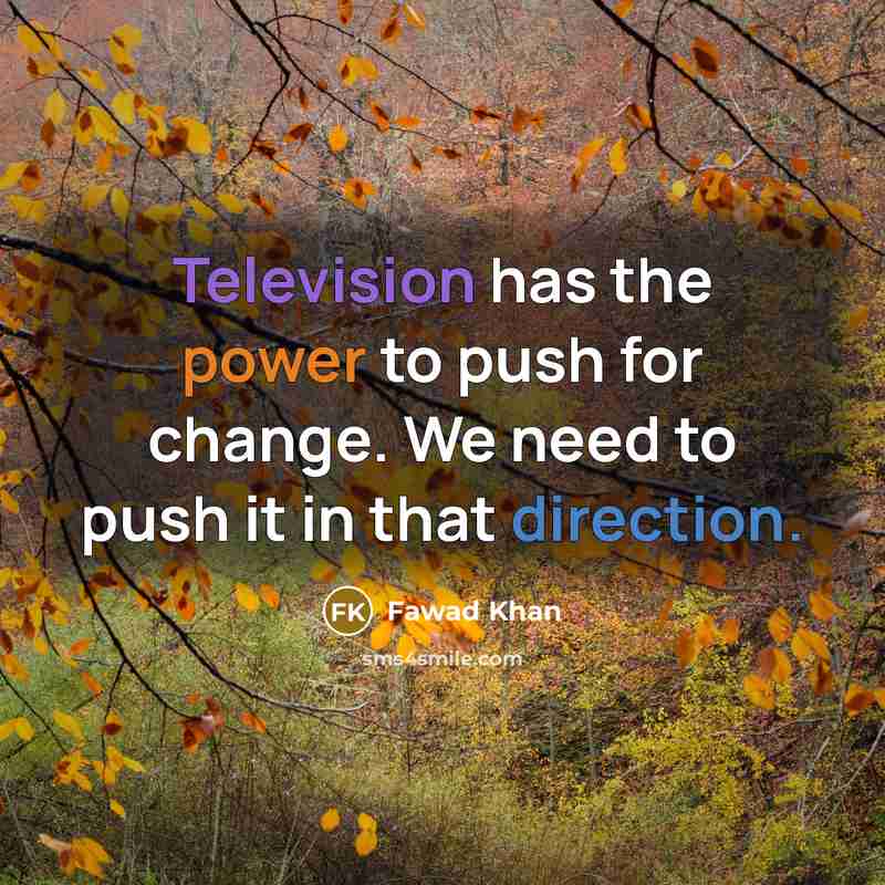 “Television has the power to push for change. We need to push it in that direction.” quote by Fawad Khan