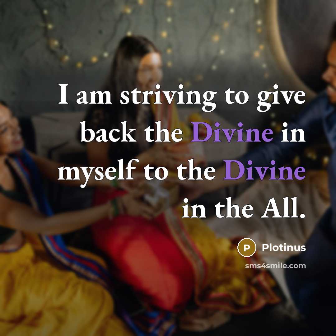 “I am striving to give back the Divine in myself to the Divine in the All.” quote by Plotinus