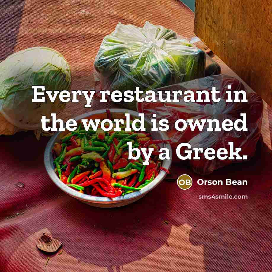 “Every restaurant in the world is owned by a Greek.” quote by Orson Bean