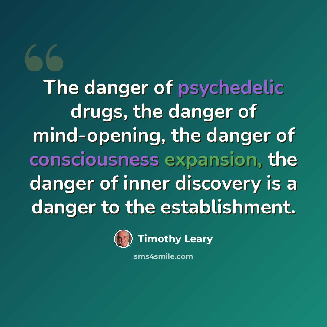 “The danger of psychedelic drugs, the danger of mind-opening, the danger of consciousness expansion, the danger of inner discovery is a danger to the establishment.” quote by Timothy Leary