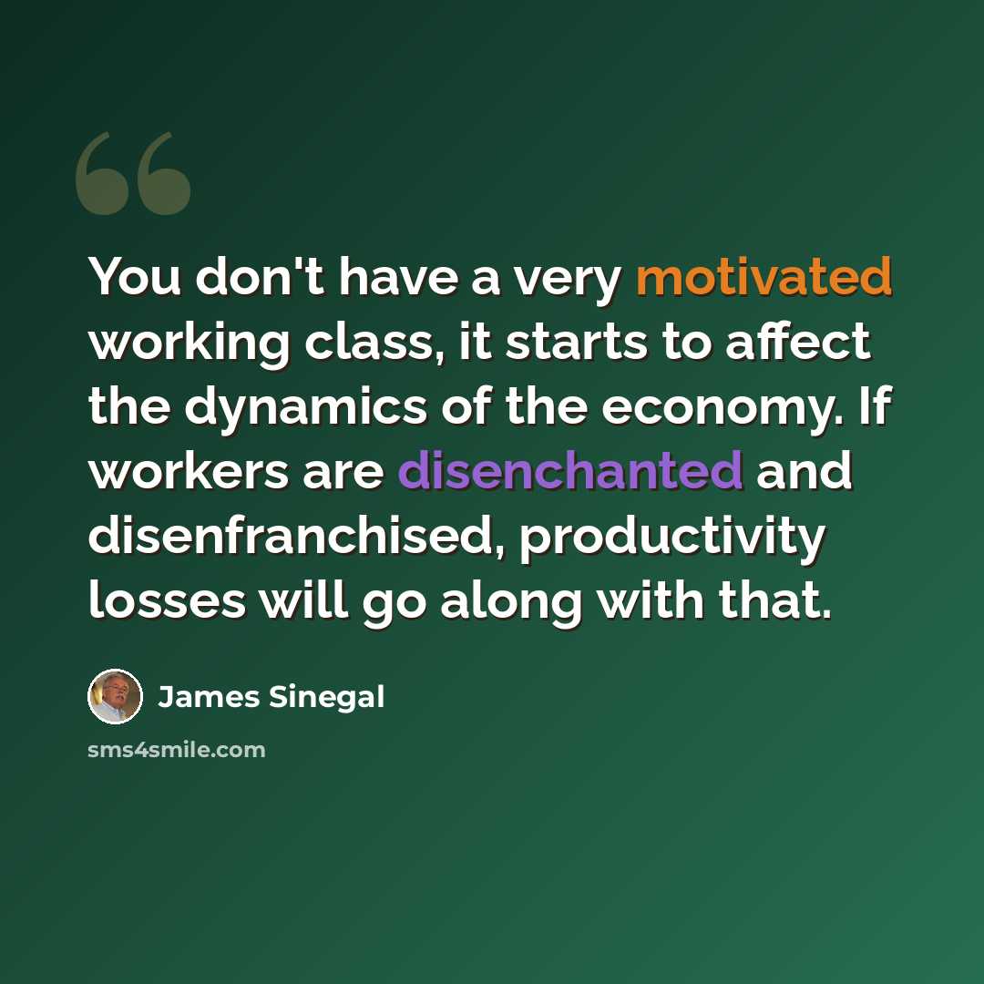 “You don't have a very motivated working class, it starts to affect the dynamics of the economy. If workers are disenchanted and disenfranchised, productivity losses will go along with that.” quote by James Sinegal