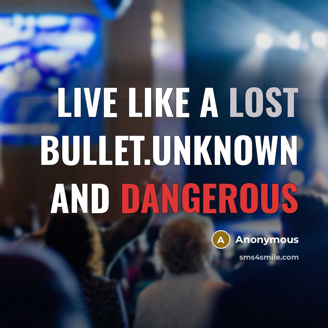 “LIve like a lost bullet.UNknown and DANGEROUS” quote by Anonymous