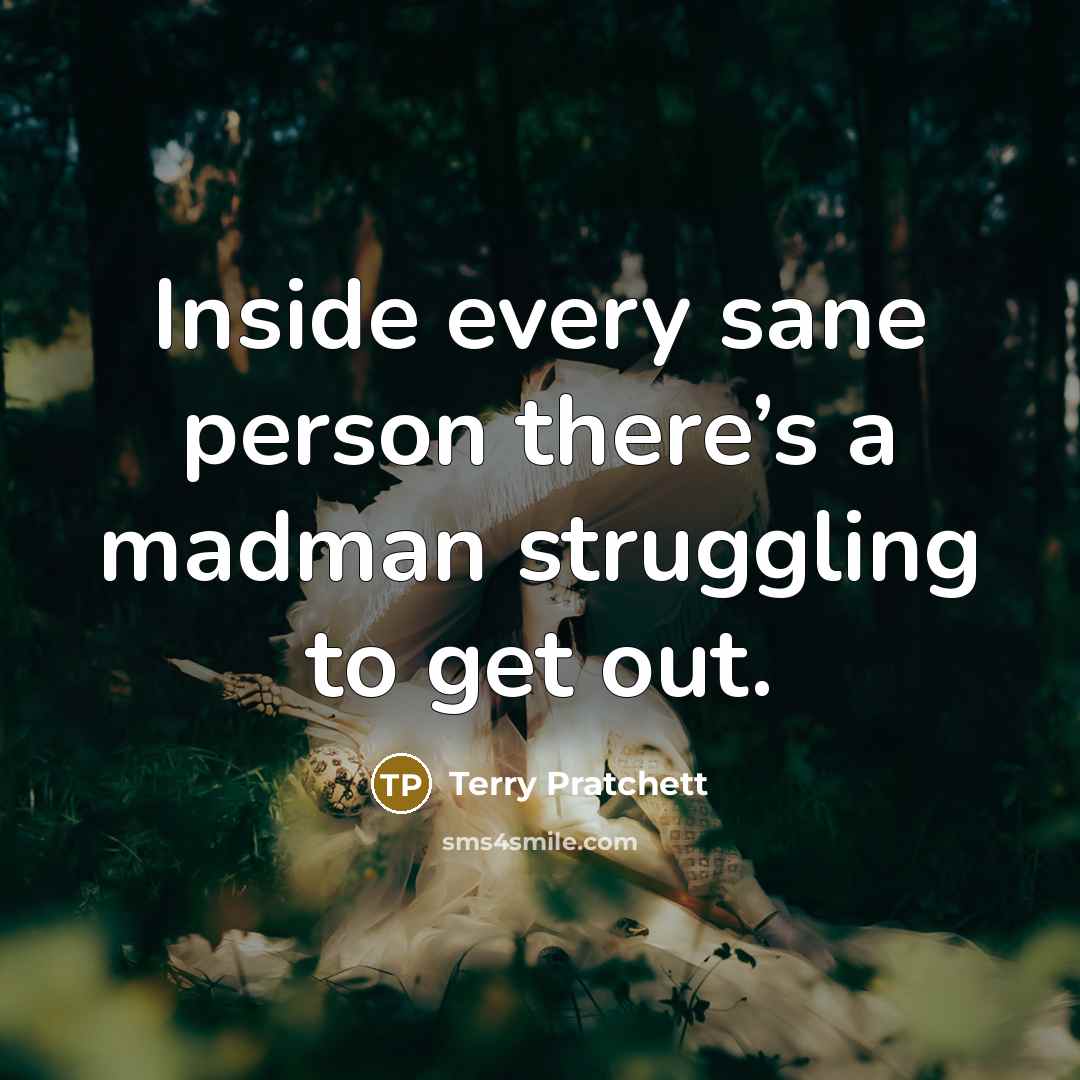 “Inside every sane person there’s a madman struggling to get out.” quote by Terry Pratchett