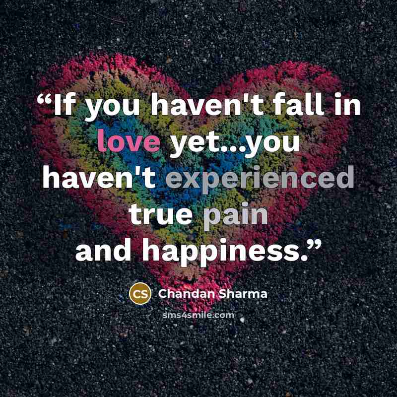 “If you haven't fall in love yet...you haven't experienced true pain and happiness.” quote by Chandan Sharma
