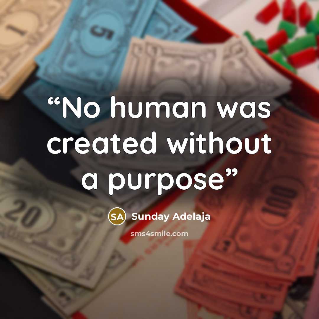 “No human was created without a purpose” quote by Sunday Adelaja