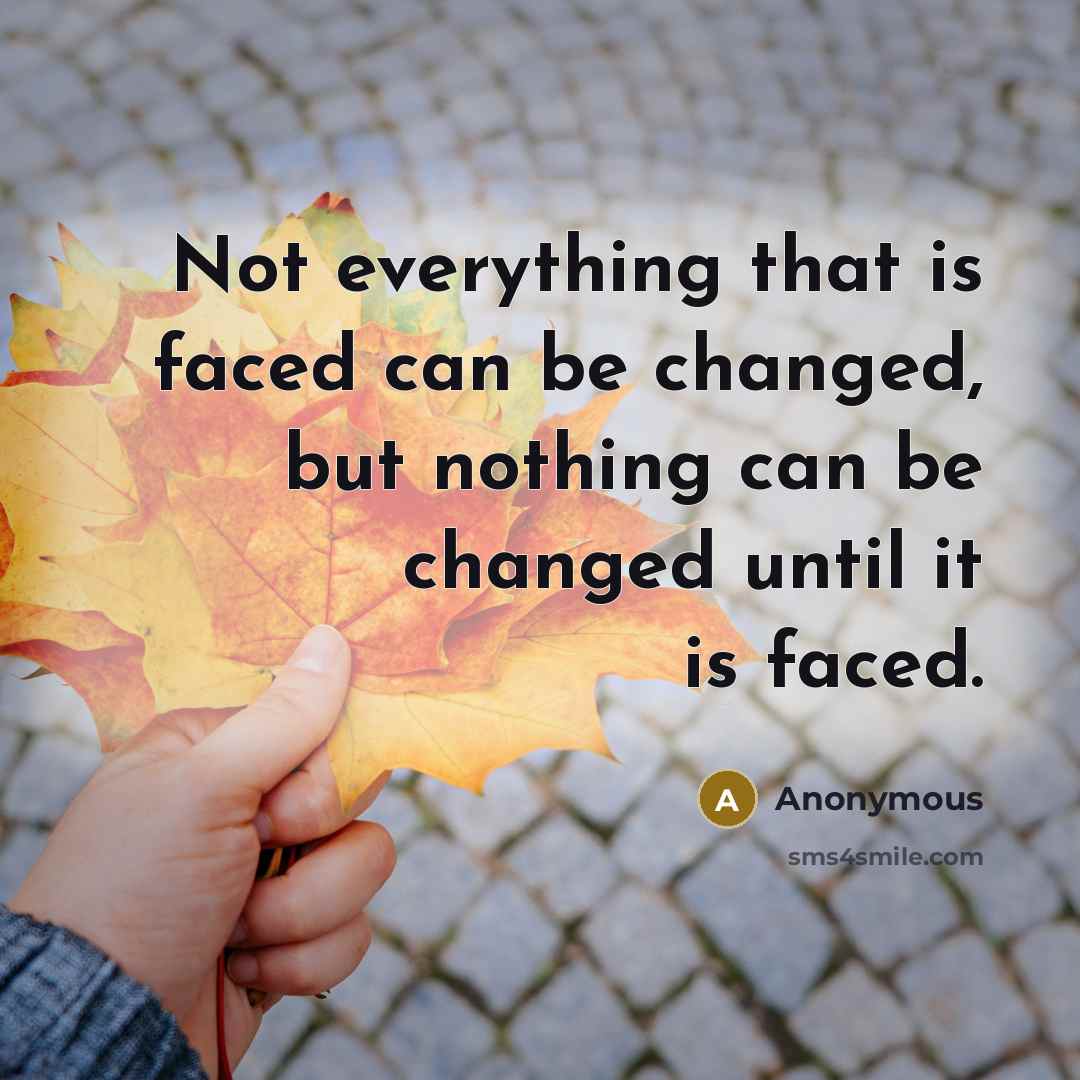 “Not everything that is faced can be changed, but nothing can be changed until it is faced.” quote by Anonymous