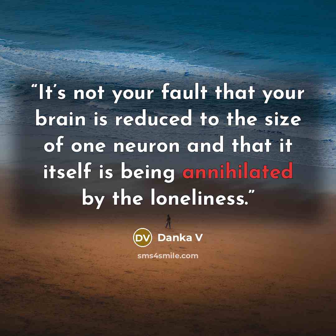 “It’s not your fault that your brain is reduced to the size of one neuron and that it itself is being annihilated by the loneliness.” quote by Danka V