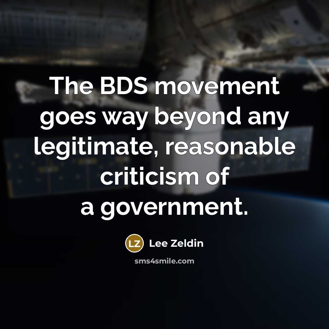 “The BDS movement goes way beyond any legitimate, reasonable criticism of a government.” quote by Lee Zeldin