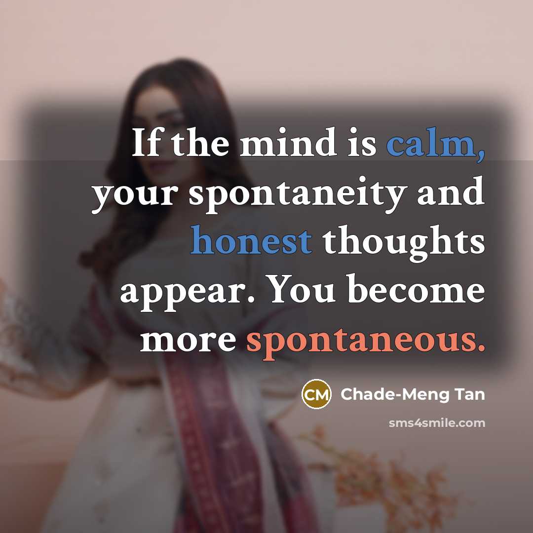 “If the mind is calm, your spontaneity and honest thoughts appear. You become more spontaneous.” quote by Chade-Meng Tan