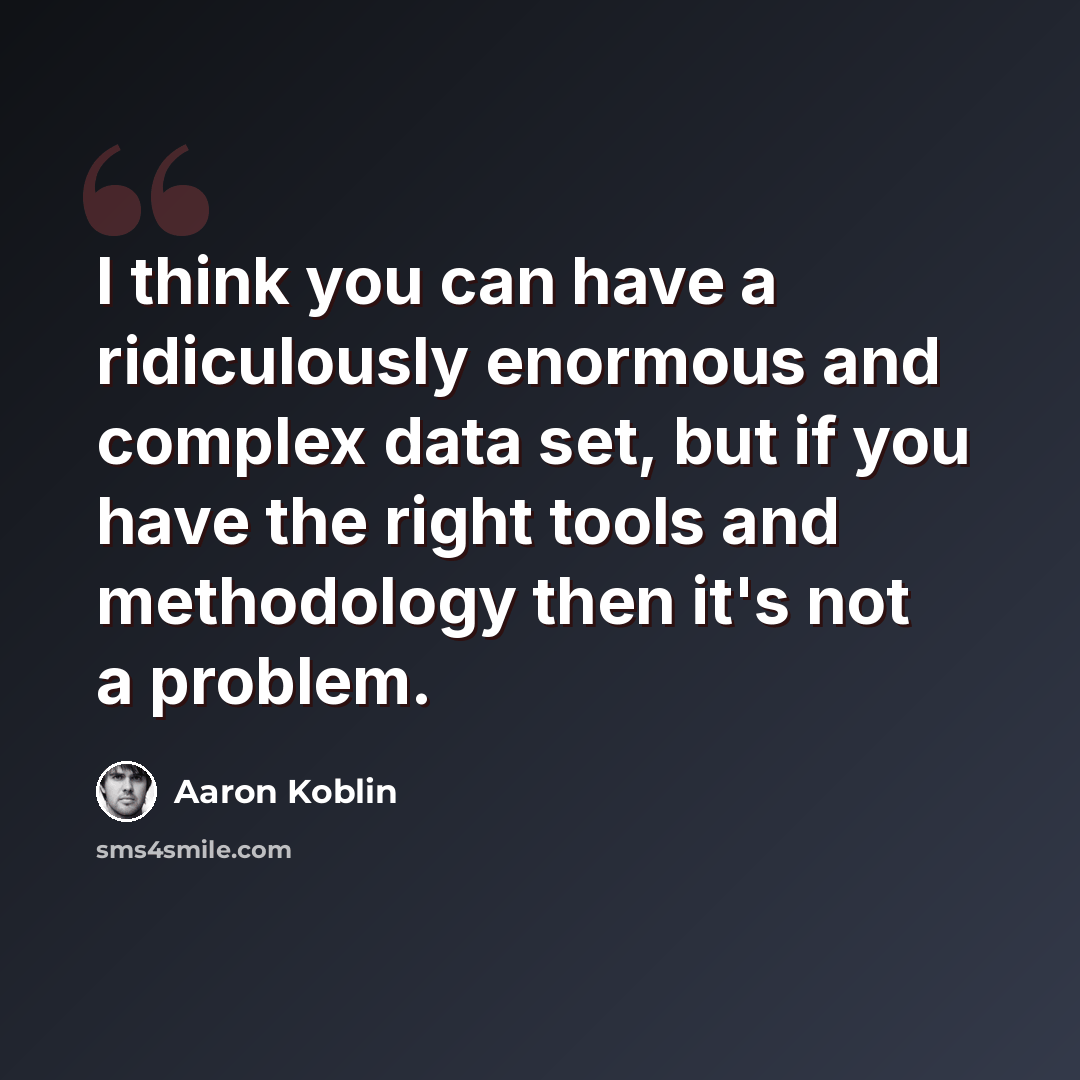 “I think you can have a ridiculously enormous and complex data set, but if you have the right tools and methodology then it's not a problem.” quote by Aaron Koblin