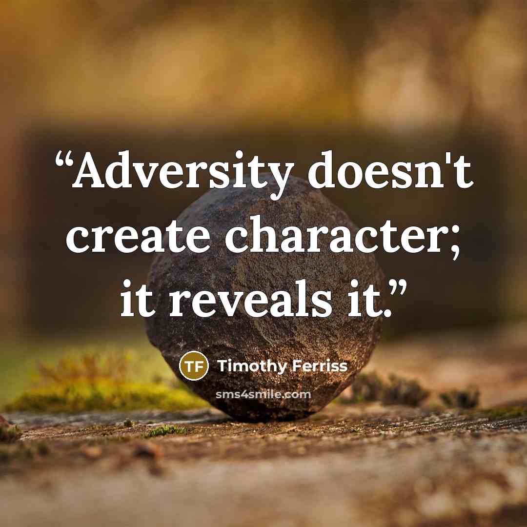 “Adversity doesn't create character; it reveals it.” quote by Timothy Ferriss