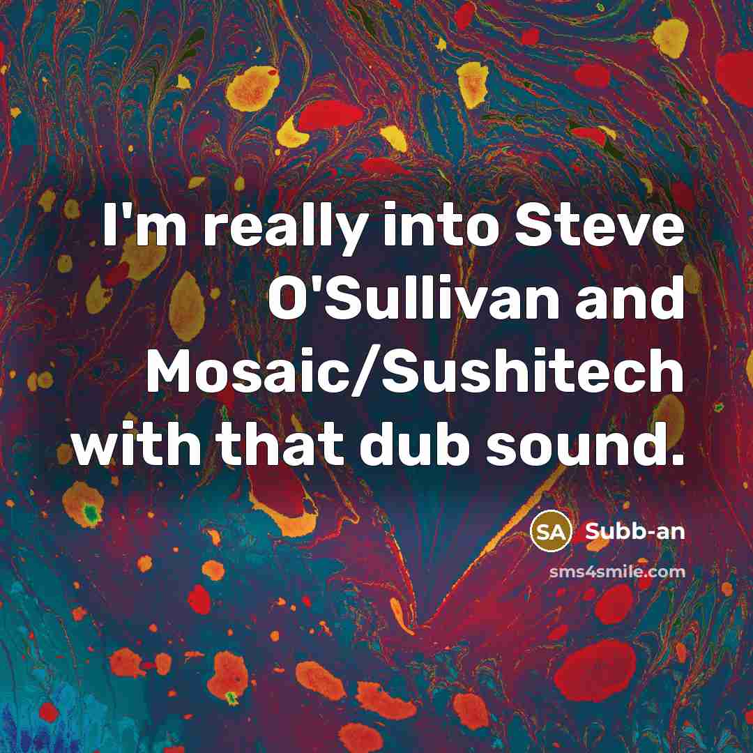 “I'm really into Steve O'Sullivan and Mosaic/Sushitech with that dub sound.” quote by Subb-an