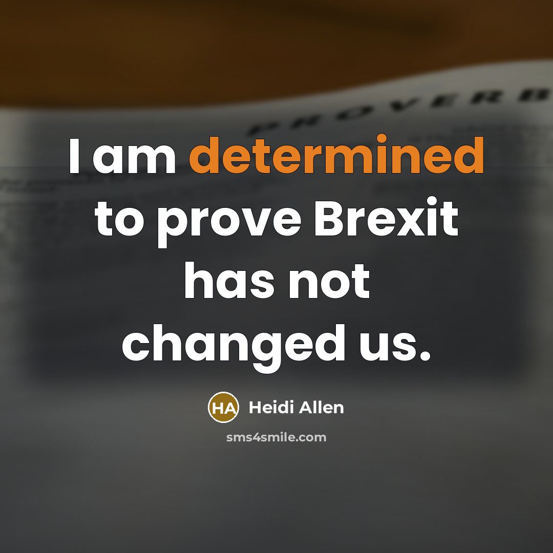 “I am determined to prove Brexit has not changed us.” quote by Heidi Allen