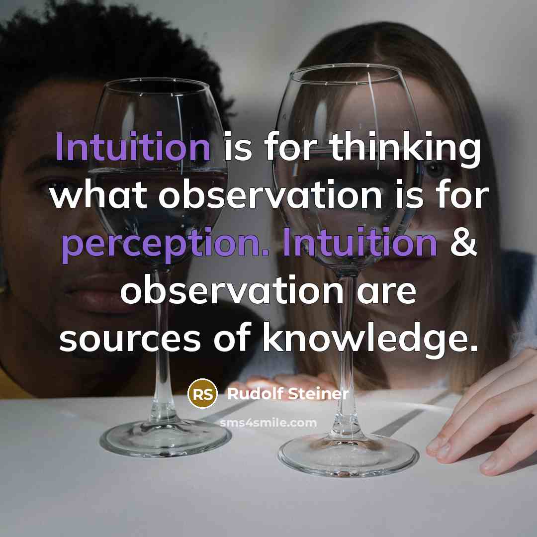 “Intuition is for thinking what observation is for perception. Intuition & observation are sources of knowledge.” quote by Rudolf Steiner