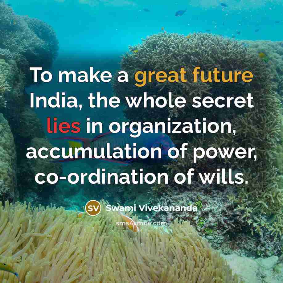 “To make a great future India, the whole secret lies in organization, accumulation of power, co-ordination of wills.” quote by Swami Vivekananda