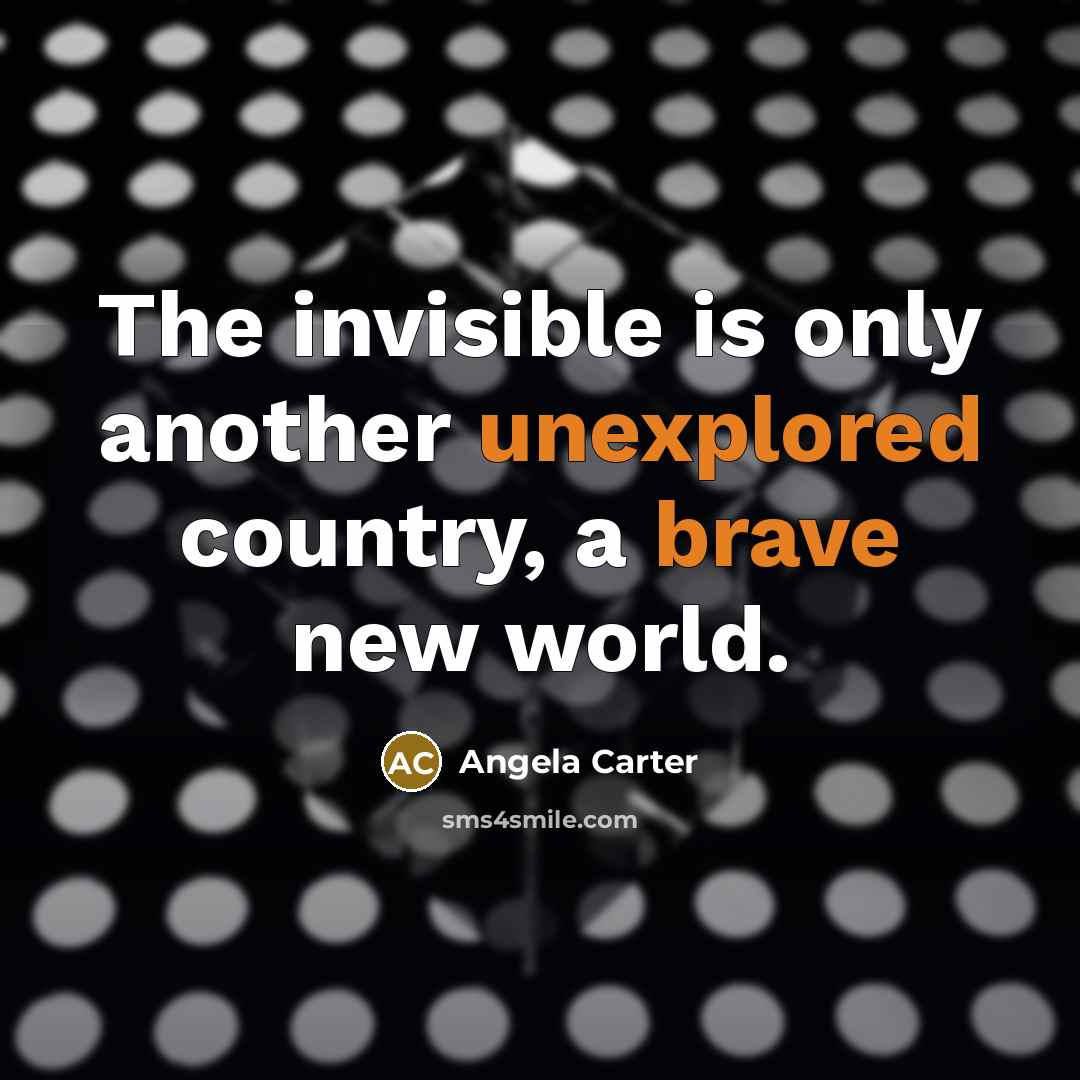 “The invisible is only another unexplored country, a brave new world.” quote by Angela Carter