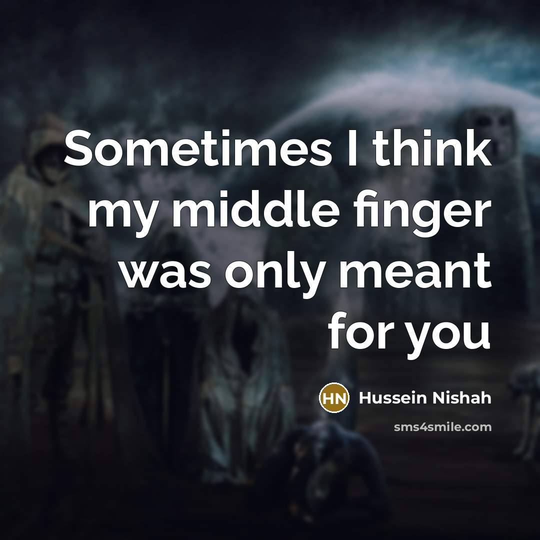 “Sometimes I think my middle finger was only meant for you” quote by Hussein Nishah