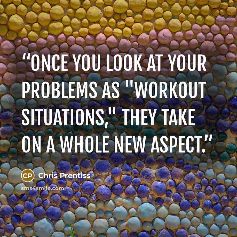 “Once you look at your problems as "workout situations," they take on a whole new aspect.” quote by Chris Prentiss