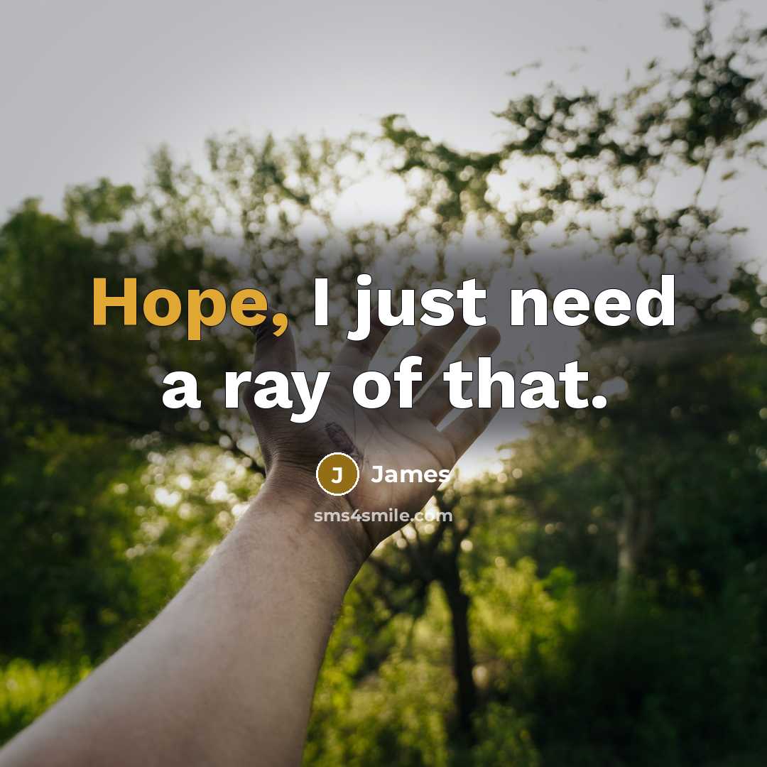 “Hope, I just need a ray of that.” quote by James