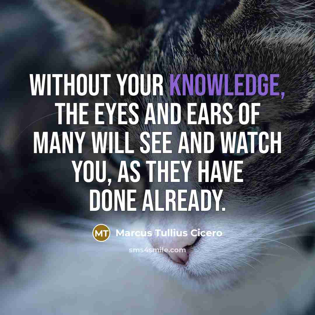 “Without your knowledge, the eyes and ears of many will see and watch you, as they have done already.” quote by Marcus Tullius Cicero