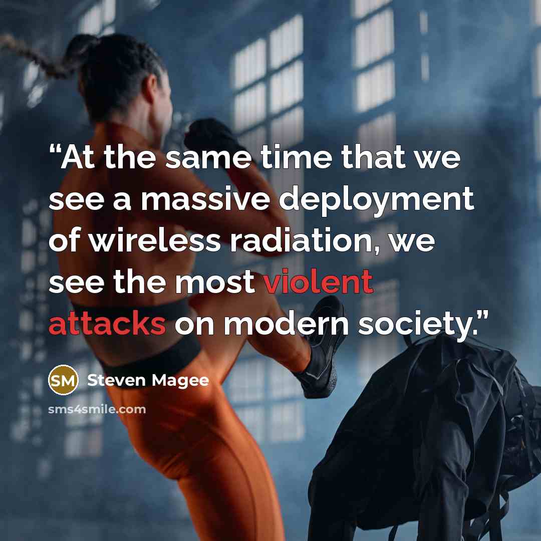 “At the same time that we see a massive deployment of wireless radiation, we see the most violent attacks on modern society.” quote by Steven Magee