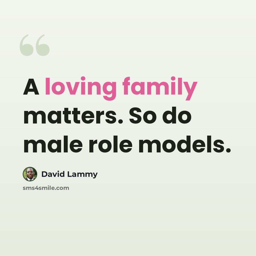 “A loving family matters. So do male role models.” quote by David Lammy