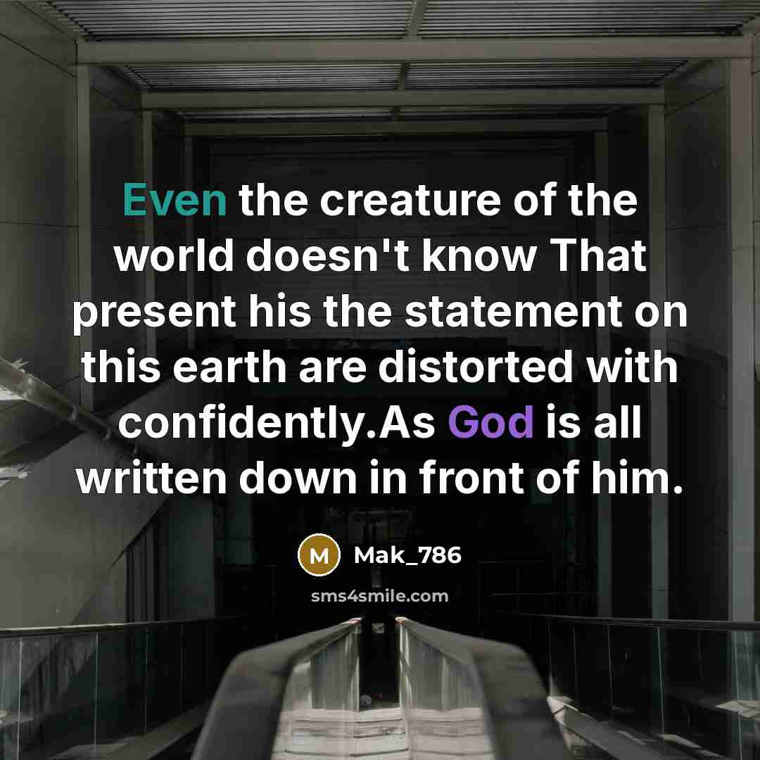 “Even the creature of the world doesn't know That present his the statement on this earth are distorted with confidently.As God is all written down in front of him.” quote by Mak_786